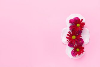 ナプキンの上に赤い花が乗った画像